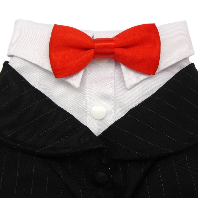 Alfie Pet - Oscar Formal Tuxedo with Black Tie and Red Bow Tie XS - PawsPlanet Australia