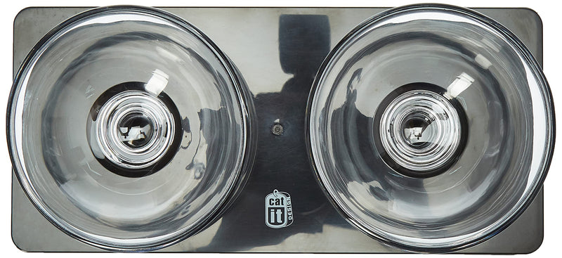 Catit Design Contemporary Multi-Purpose Elevated Glass Double Diner, Black - PawsPlanet Australia