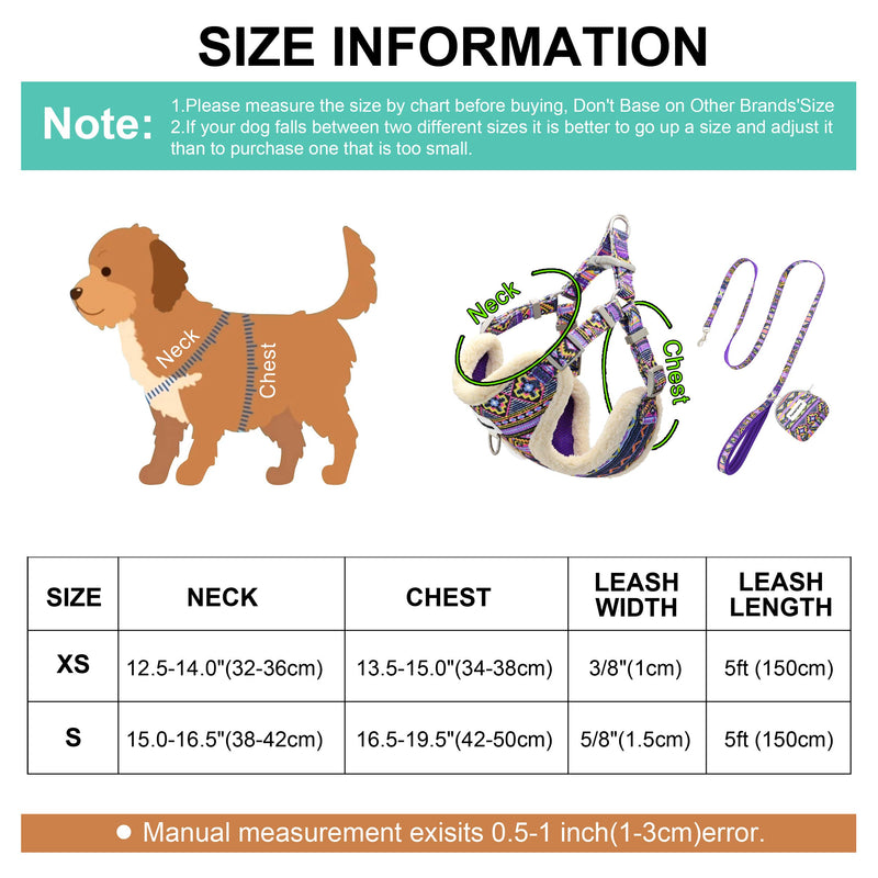 Forestpaw Multi-Colored Cat & Dog Harness and Leash Set,Soft & Comfortable Puppy Vest Harness,Step in Dog Harness for Small,Purple,Pink,XS,S 几何 XS-Chest: 13.5-15.5",Neck:12.5-14'' - PawsPlanet Australia