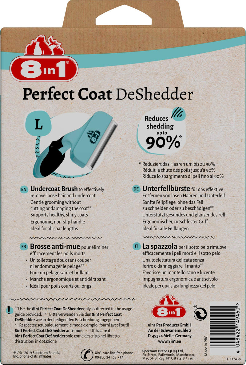 8in1 Perfect Coat DeShedder L - Undercoat brush for large dogs, dog brush suitable for short and long hair - PawsPlanet Australia