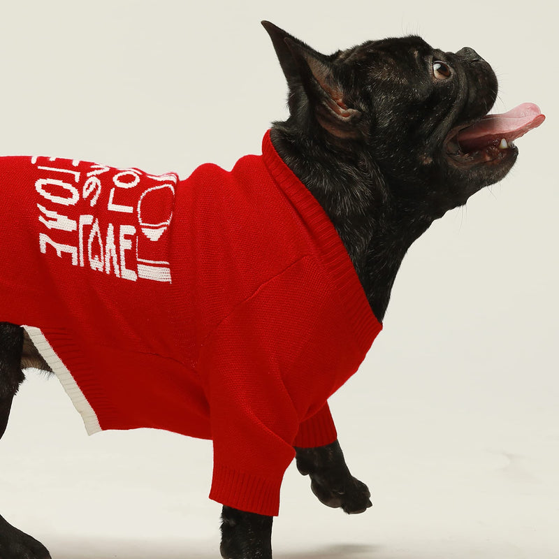 Fitwarm Dog Sweater Love Puppy Clothes Thermal Pet Coat Turtleneck Dogs Sweaters Lovable Cat Clothes Valentine’s Day Doggie Outfits Sweatshirt Red XS - PawsPlanet Australia