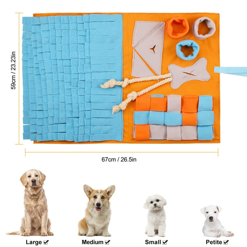 Snuffle Mat for Dogs, Slow Feeding Mat for Foraging Training, Interactive Dog Toy for Stress Release - Dog Puzzle Toys Nosework Training Distracting Training - Dog Food Mat Durable Soft Non-Slip Orange - PawsPlanet Australia