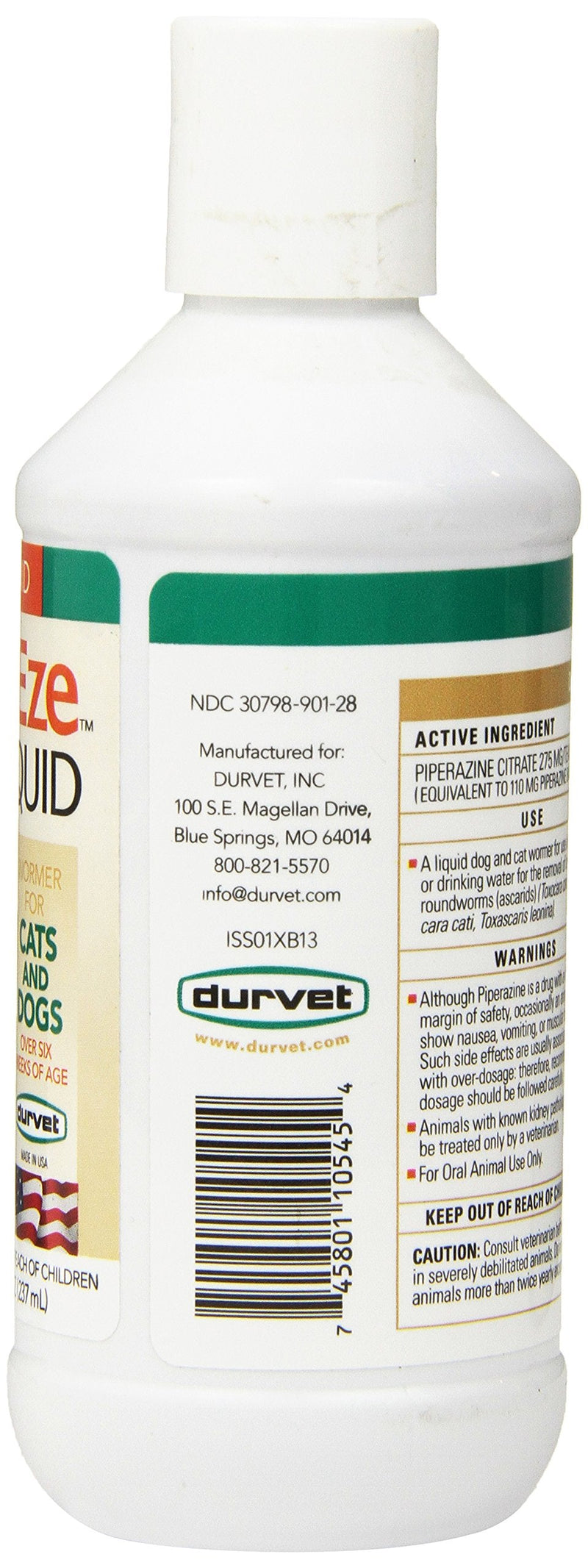 Durvet WormEze Liquid Canine & Feline Antihelmintic, 8 oz - PawsPlanet Australia