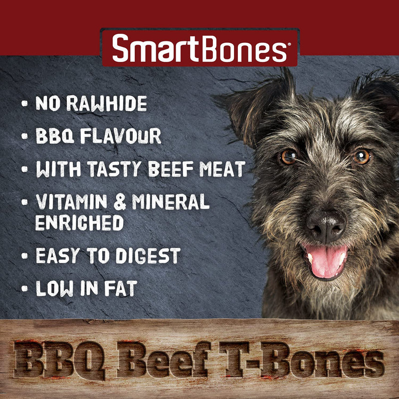 SmartBones BBQ Beef T-Bones Grill Masters Rawhide-Free Chewy Treats for Dogs, Barbecue Flavour, Made With Tasty Beef - PawsPlanet Australia