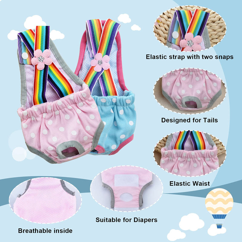 Jetczo Washable Dog Diapers, Female Dog Diapers Dog Sanitary Pantie with Adjustable Suspender for Small and Medium Girl Dogs, Colorful/Comfortable/Cosy-3PCS L - PawsPlanet Australia