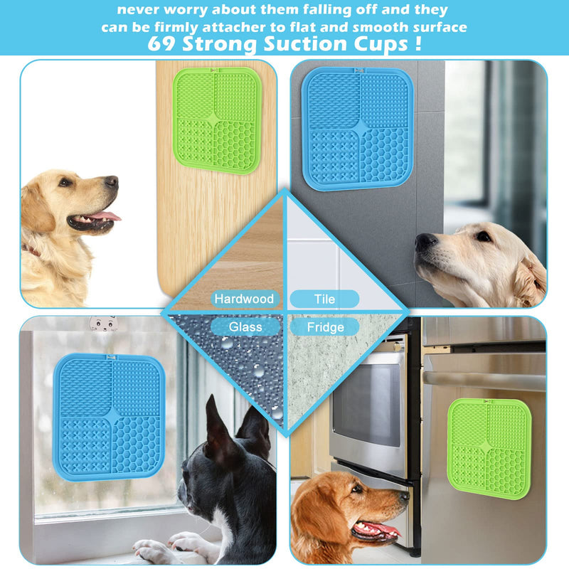 Lick Mat for Dog丨Treat Mat丨Dog Lick Pad with Strong Suction丨Snuffle Mat for Dogs丨Dog Puzzle Toy丨Fun Alternative to Slow Feed Dog Bowls丨Calming Mat for Dog Anxiety Relief丨Interactive Dog Toy Feeder Mat 1.Blue+Green - PawsPlanet Australia