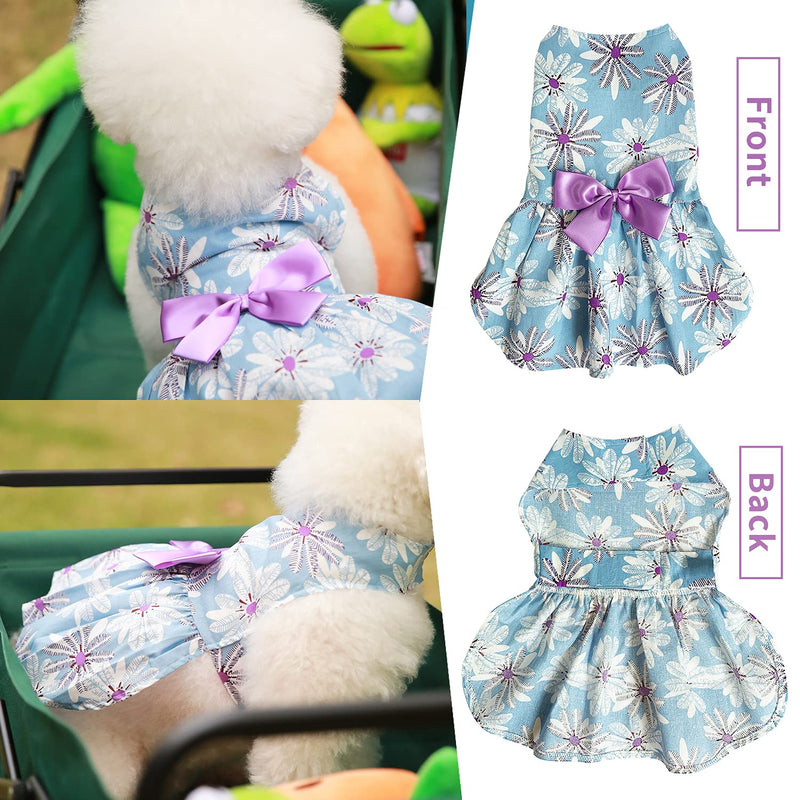 SLEILIN 2 Packs Dog Dresses for Small Dogs, Dog Clothes for Small Dogs Girl, Dog Apparel, Fancy Dog Dress, Dog Wedding Dress, Breathable Linen Daisy - PawsPlanet Australia