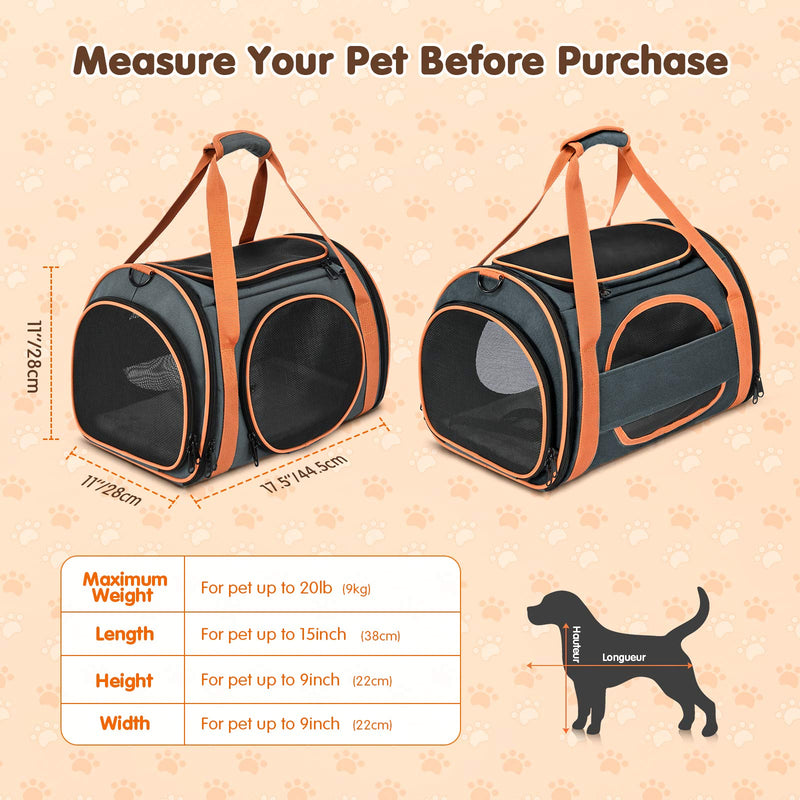 OKMEE Cat Carrier Puppy Carrier with 5-Side Breathable Foldable Mesh Windows with Robust Steel Frame Structure for Pet, Perfect For Airline/Train/Car Travel with Shoulder Strap - PawsPlanet Australia