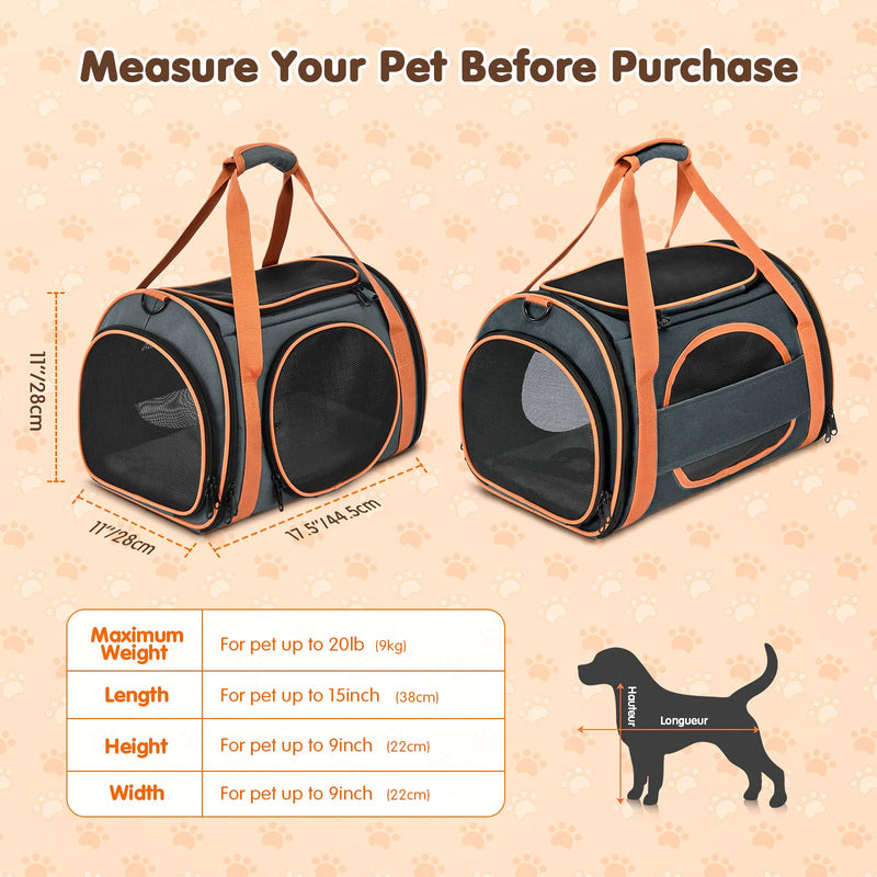 OKMEE Cat Carrier TSA Airline Approved with Ventilation for Small Medium Cats Dogs Puppies, Dog Carrier with Big Space, 5 Mesh Windows, 4 Open Doors for Comfortable Travelling. - PawsPlanet Australia