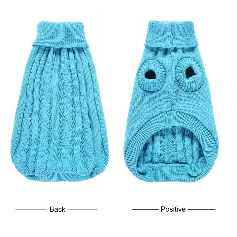 Dog Sweater Turtleneck Knitted Dog Sweaters for Small Dogs Girls Boys,Warm Puppy Sweaters Cute Dog Clothes Cat Sweater Blue - PawsPlanet Australia