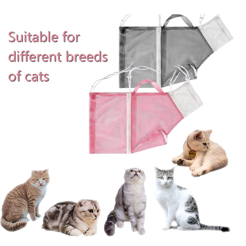 Cat Bathing Bag Cat Shower Net Bag, Breathable, Multifunctional, Adjustable, Bite and Scratch Resistant, with Cat Comb and Fur Brush for Bathing/Nail Trimming/Ear Cleaning - PawsPlanet Australia