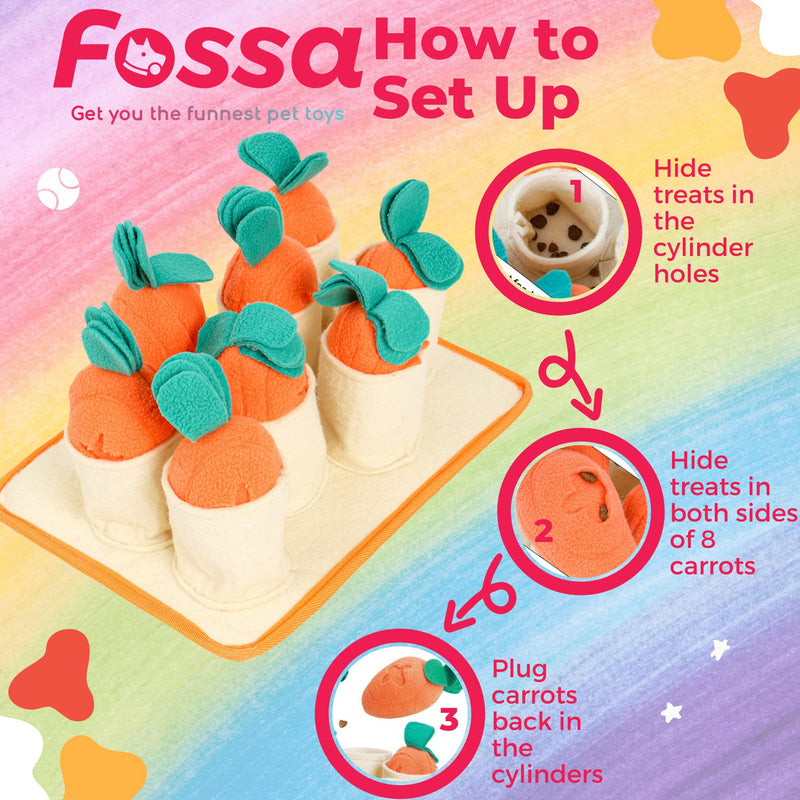 FOSSA Dog Snuffle Mat, Puppy Toys Feeding Mat with 8 Carrots Plush Dog Treat Puzzle Toys (Small) S - PawsPlanet Australia