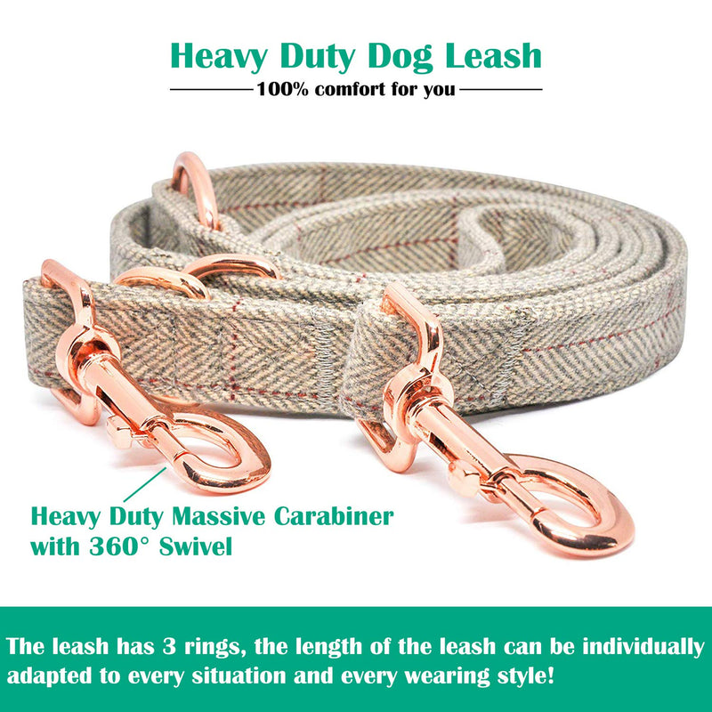 [Australia] - KUYOUGOU Heavy Duty Dog Collar and Leash (6.6'), Stylish Design with Rose Gold Set, 3 Adjustable Lengths, for Small to Large Dogs L ( 15.7''-24'' ) Beige 