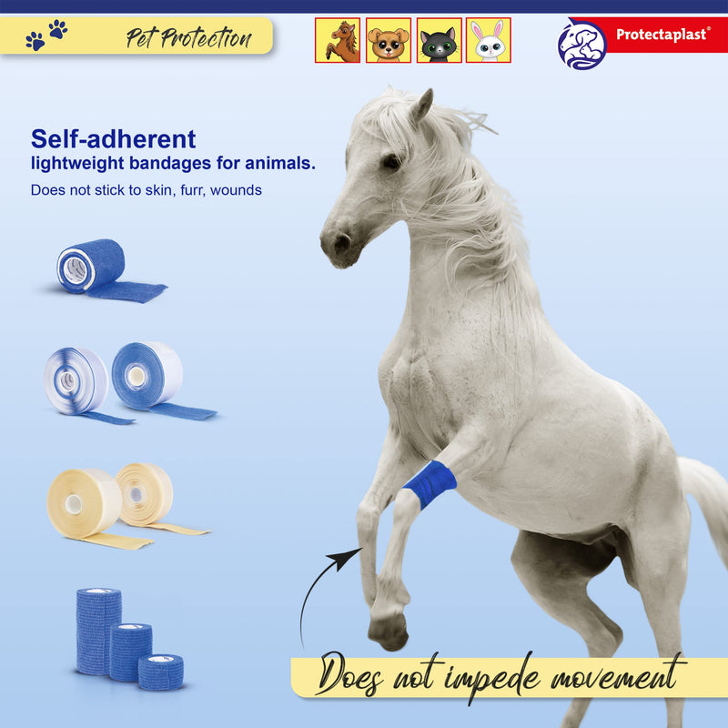 Protectaplast Self-Adhesive Bandage Set of 7 for Pets (3 Sizes) - Self-Adhesive Bandage without Latex & Glue for Dogs, Cats, Horses - Dog & Cat Bandage Material Wounds & Joints 7.5cm x 4.5m, 5cm x 4.5m, 2.5cm x 4.5m - PawsPlanet Australia