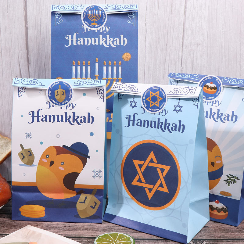 Welecom 12 PCS Hanukkah Bags Hanukkah Party Goodie Bags Hanukkah Stickers Hanukkah Gift Bag Set Hanukkah Party Favors Hanukkah Party Holiday Hanukkah Christmas Party Supplies Favors - PawsPlanet Australia