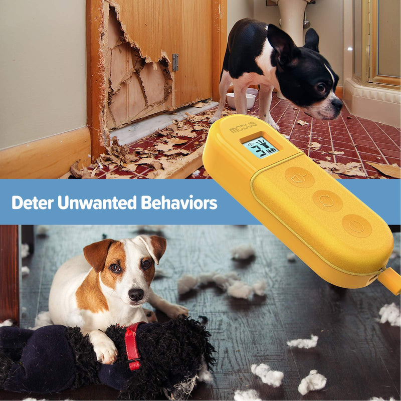 MODUS Anti-Barking Device, 3 in 1 Dog Training Device, 3 Ultrasonic Modes, Rechargeable Dog Barking Deterrent via USB Port, LCD Screen Display, Control Range up to 16.4 Ft, Outdoor and Indoor Yellow - PawsPlanet Australia