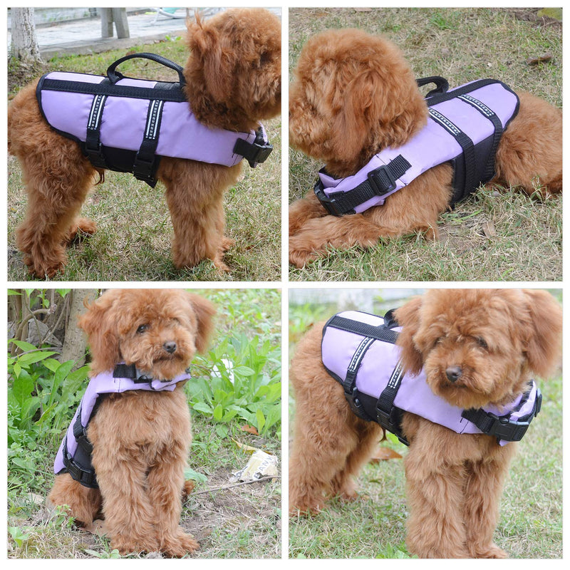 [Australia] - Lovelonglong Pet Clothing Dog Lifejacket Life Jackets for Large Medium Small Dogs Swimming Safe Boating Coat Dog Swim Protect Outwear L (Rec.15-20 Pounds) Purple 