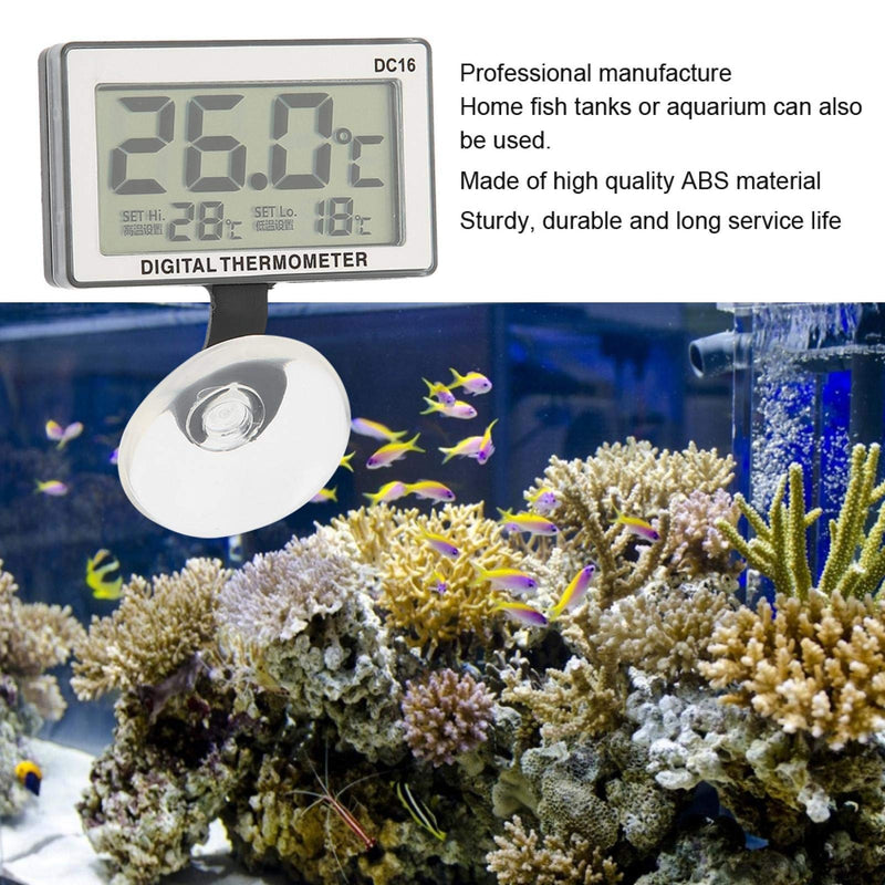 GLOGLOW Aquarium Thermometer, DC16 Suction Cup Aquarium Thermometer Submersible Fish Tanks Mini Alarm Temperature Meter Fish Tank Accessories - PawsPlanet Australia