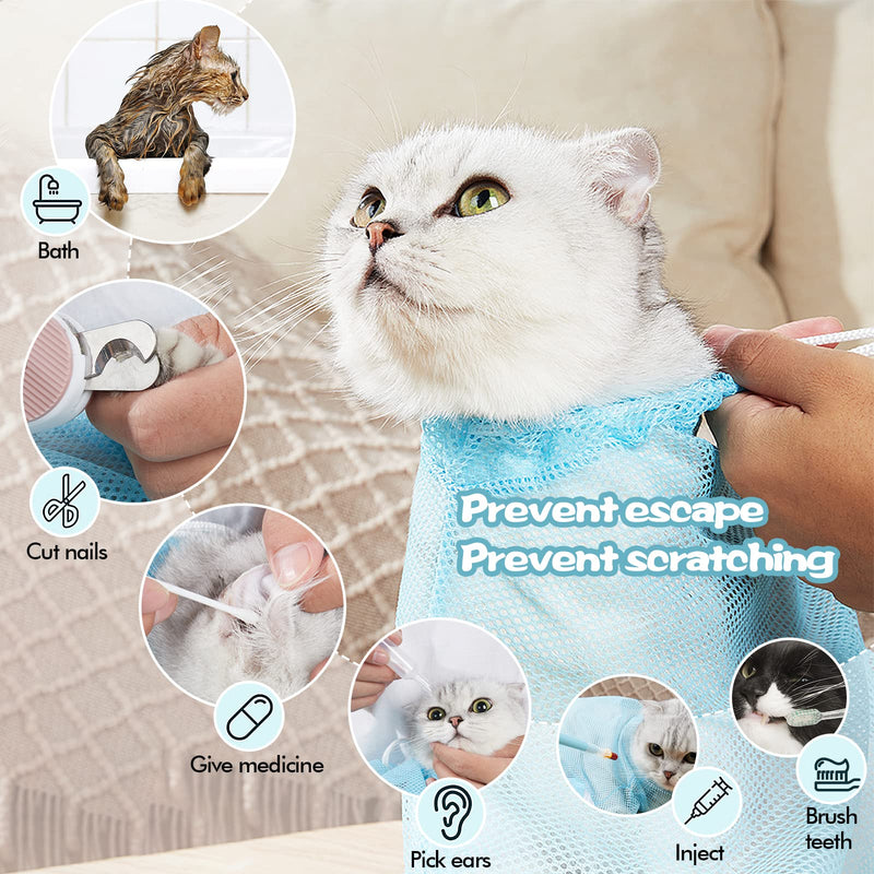 ETELIAR 2 pieces cat bathing bag, cat care bag, adjustable cat washing bag, multifunctional cat restraint bag, prevent scratching, biting for bathing, nail trimming - PawsPlanet Australia