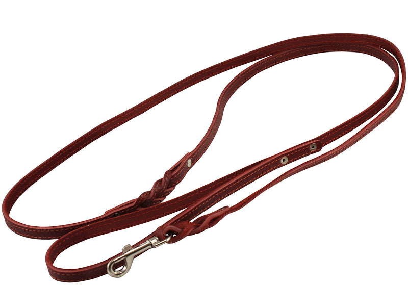 [Australia] - 6' Genuine Leather Braided Dog Leash Red 3/8" Wide for Small Breeds 