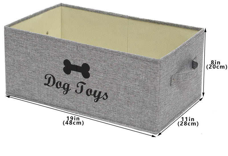 Linen-cotton blend dog toy basket storage, dog toy basket, storage bin for dog stuff - Perfect for organizing dog chew toys, blankets, leashes, coats and diapers - Gray - PawsPlanet Australia