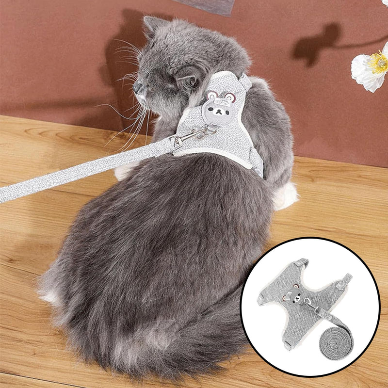 Pack of 2 rabbit leashes, dwarf rabbits, adjustable rabbit leashes, adjustable soft rabbit harness with elastic leash for small animals, kitty pets (pink and grey). - PawsPlanet Australia