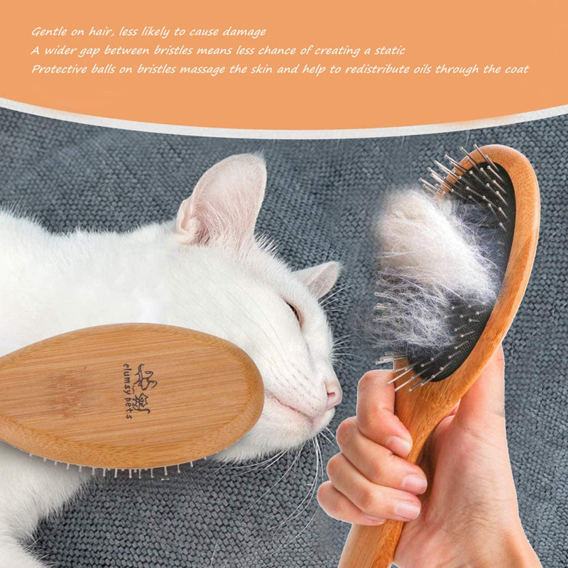 ClumsyPets Dog Pin Brush,Dog & Cat Grooming Brush with Bamboo Handle for All Dog Breeds & All Coat Types Large - PawsPlanet Australia
