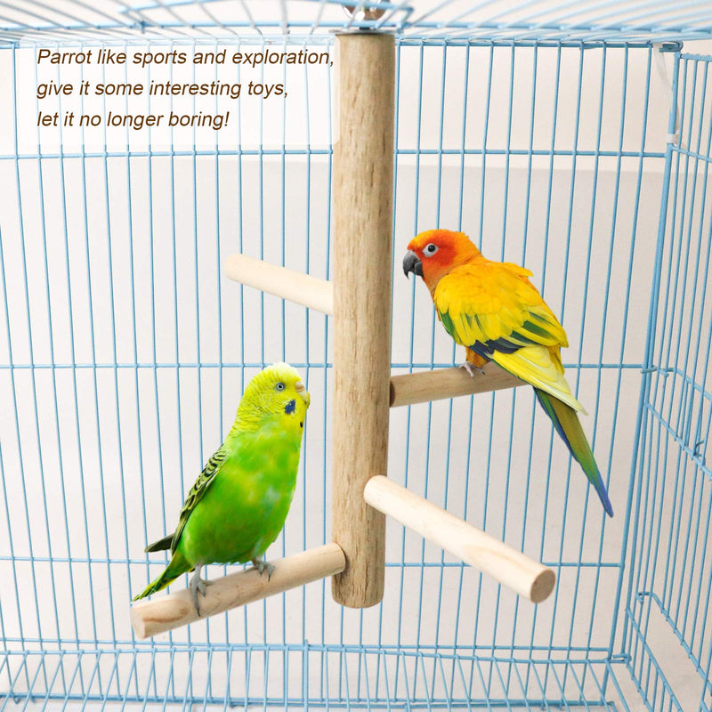 S-Mechanic 2pcs Bird Perch Nature Wood Top Wooden Branches Stand Toys in Bird cage for 3 or 4 Small Medium Parrots Budgies Parakeet Cockatiels Conure Lovebirds style-1 - PawsPlanet Australia