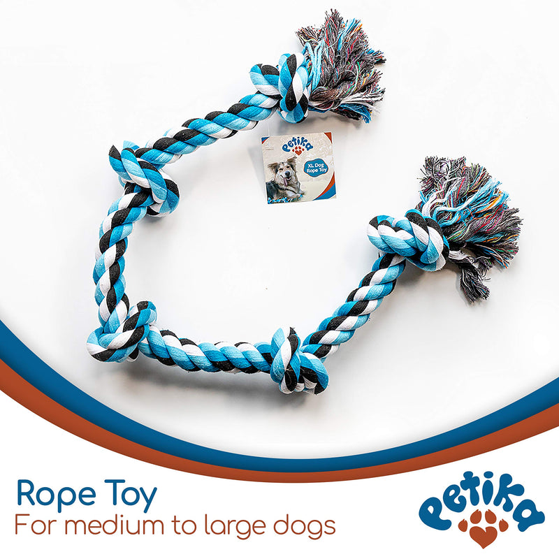 Petika XL 33inch Premium Dog Rope Toys for Strong Large Dogs,Training Rope Toy for Aggressive Chewers,Durable Rope Chew Toy for Bored Aggressive Chewer Dogs,Tug of War Rope Toy Large Breeds Blue - PawsPlanet Australia