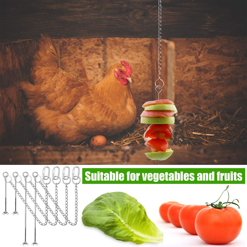 [Australia] - Weewooday 4 Pieces Chicken Veggies Skewer Set, 4.7 and 7.87 Inch Chicken Fruit Vegetable Holder Stainless Steel Hanging Feeder Chain Feeder Tools Toy for Hens Pet Chicken Birds 