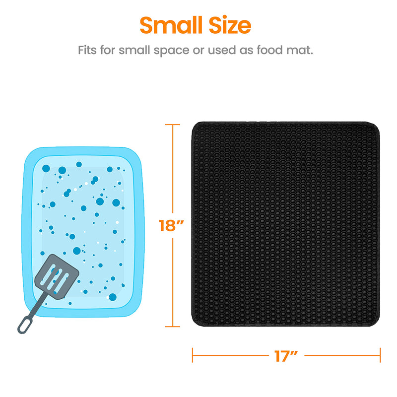 Conlun Cat Litter Mat Kitty Litter Trapping Mat Honeycomb Double Layer, Urine Waterproof, Easier to Clean, Litter Box Mat Scatter Control, Less Waste, Soft on Paws, Non-Slip, 4 Sizes Small (18" x 17") Black - PawsPlanet Australia