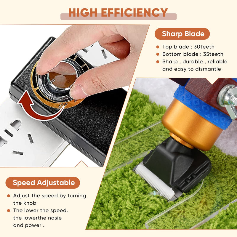 Carpet Trimmer with Shear Guide, Aomdom 200W Electric Tufting Scissors Adjustable Speeds Carpet Cutter Dog Clipper for Modeling Cut Pile Carpet Tufting - PawsPlanet Australia