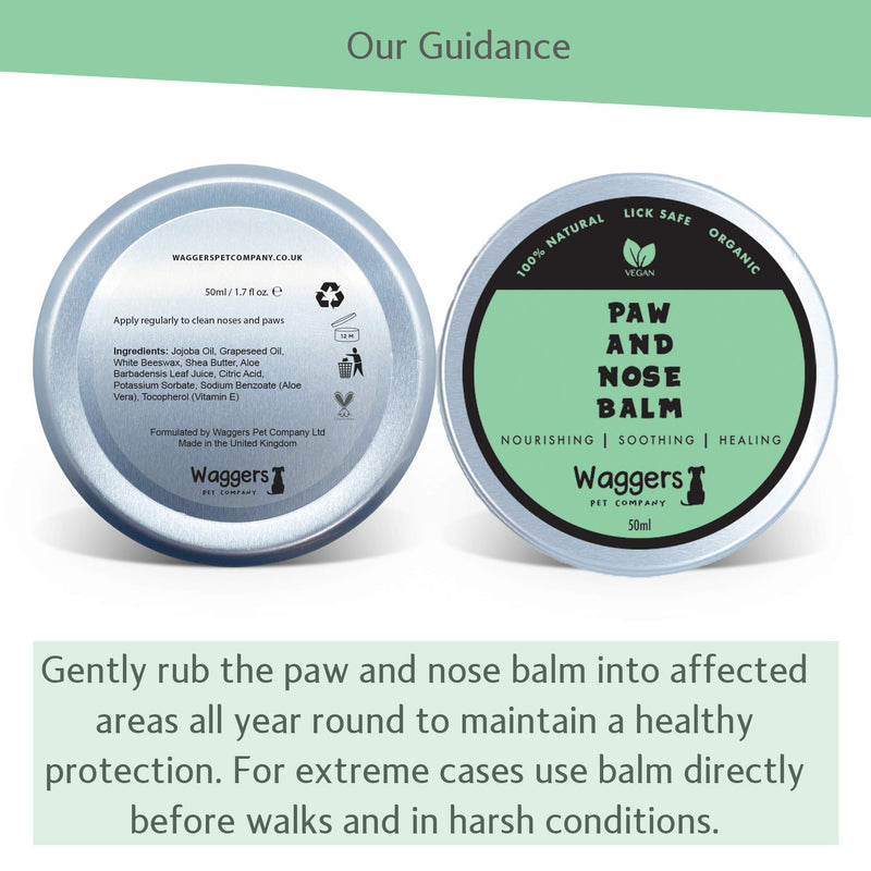 Waggers Pet Company Organic Dog Nose And Paw Balm | 100% Natural | Relieve and Prevent Cracked Paws And Itchy Nose | Lick Safe Paw Cream And Fragrance-Free Wax Balm - PawsPlanet Australia