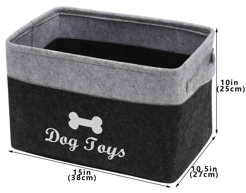 Geyecete Dog Toys Box Storage Bins Basket-Pet Toy and Accessory Storage Bin,Foldable felt Organizer Storage Basket for Pet Toys,Blankets-Dark Gray/light gray Dark Gray/Light Gray - PawsPlanet Australia