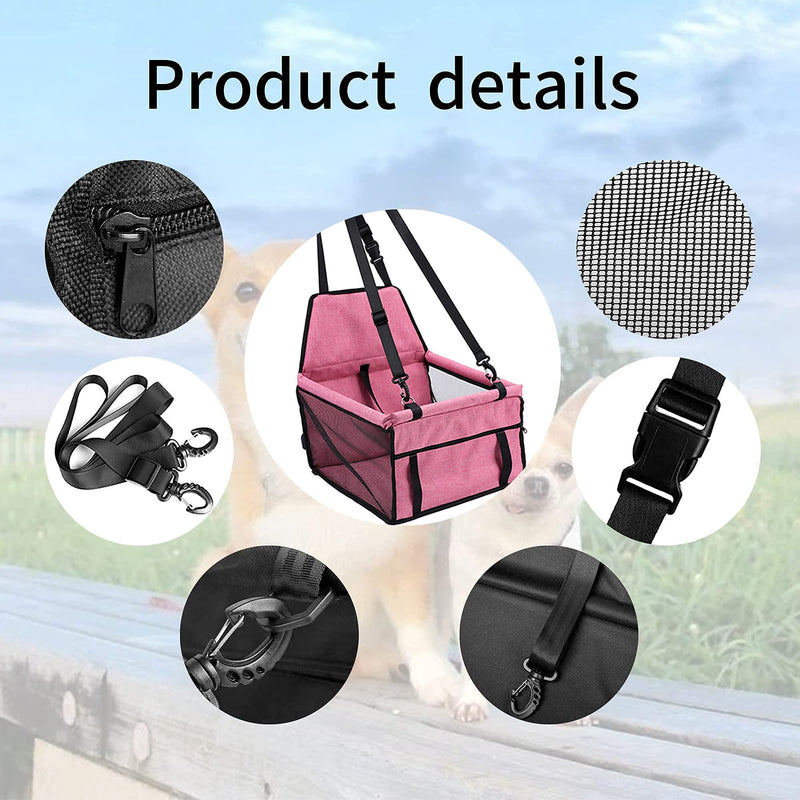 MitasQ Dog Car Seat, Portable Puppy Car Seat, with Clip-On Safety Leash and PVC Support Pipe, Anti-Collapse, Perfect Dog Booster Seat - PawsPlanet Australia