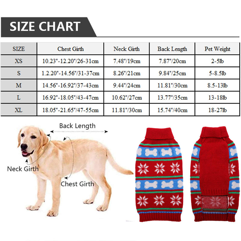 [Australia] - IDOMIK Dog Sweater for Small Medium Dogs Pup Plaid Knitwear Turtleneck Pullover Coat Cold Weather Knitting Jacket with Leash Hole Puppy Warm Knitted Vest Pet Clothes Apparel for Autumn/Fall & Winter XS blue bone 