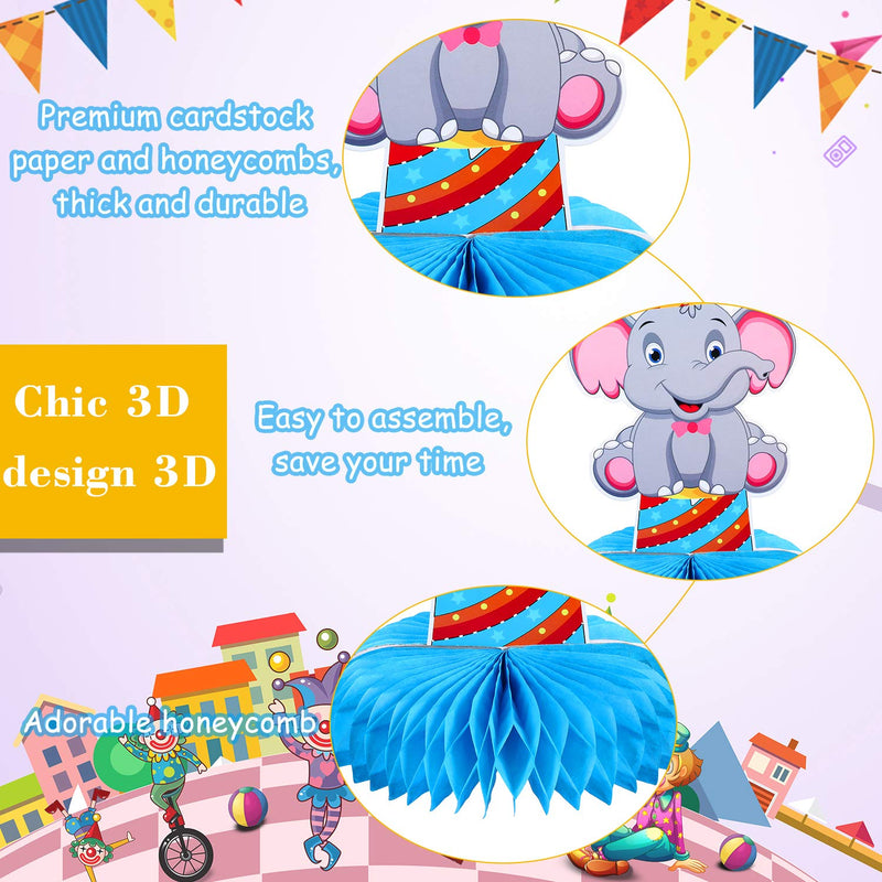 Outus 10 Pieces Circus Carnival Animals Honeycomb Centerpieces Carnival Christmas Party Table Topper Circus Carnival Party Favors for Birthday Baby Shower Circus Theme Party Decorations - PawsPlanet Australia