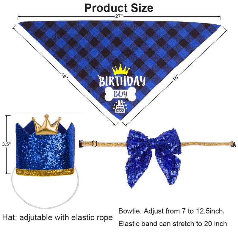 Dog Birthday Hat Bandana - Dog Birthday Party Supplies Birthday Dog Hat with Numbers Dog Scarf Bow and Happy Birthday Banner Set - PawsPlanet Australia