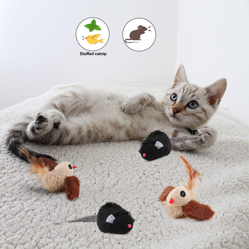 PAKESI Cat Toy, Interactive Cat Toys for Indoor Cats, Simulated Animal Sounds, Plush Cat Toys Birds-2Pack - PawsPlanet Australia