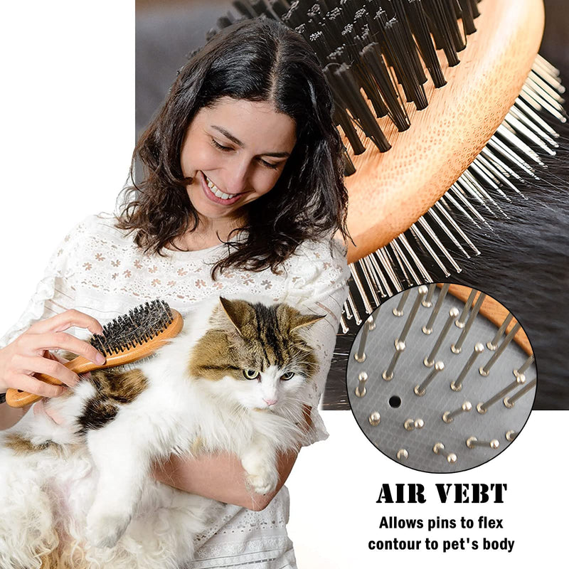Dog Brush Grooming,Dog Brushes Double Sided Pin and Bristle Soft Cat Puppy Pet Hair Brush for Short and Long Haired - PawsPlanet Australia
