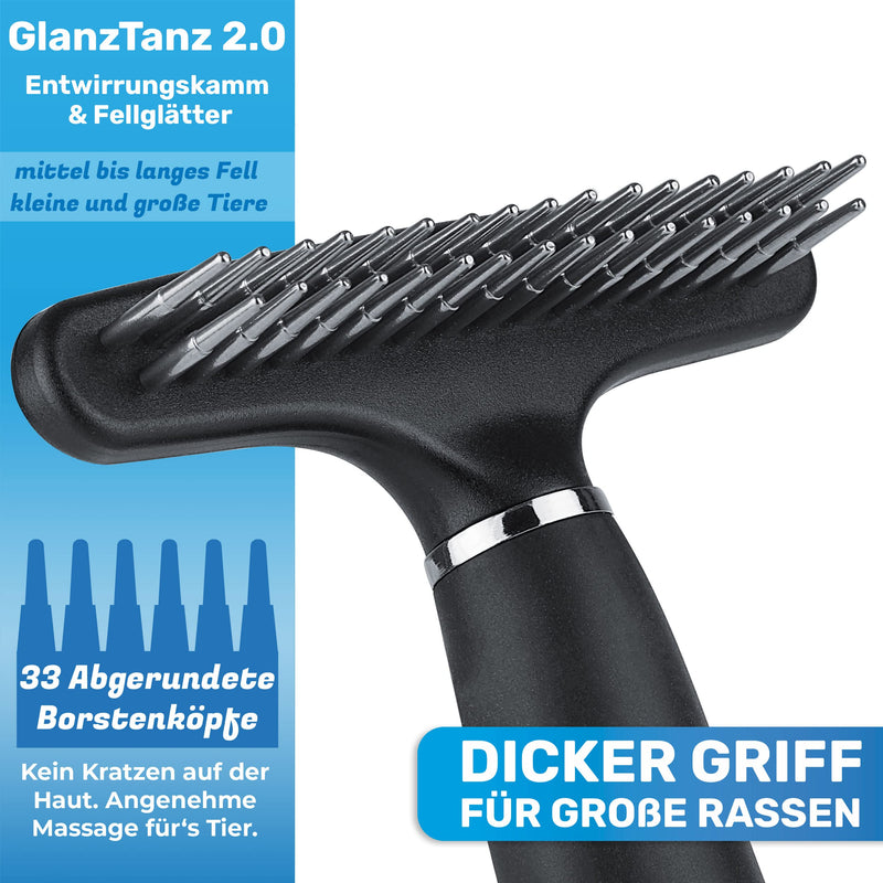 BluePet GlanzTanz fur detangler detangler for long-haired dogs and cats - high-quality dog curry comb with two rows of pins - loosens knots and tangles - smoothes and detangles the top hair (2.0 blue) 2.0 blue - PawsPlanet Australia