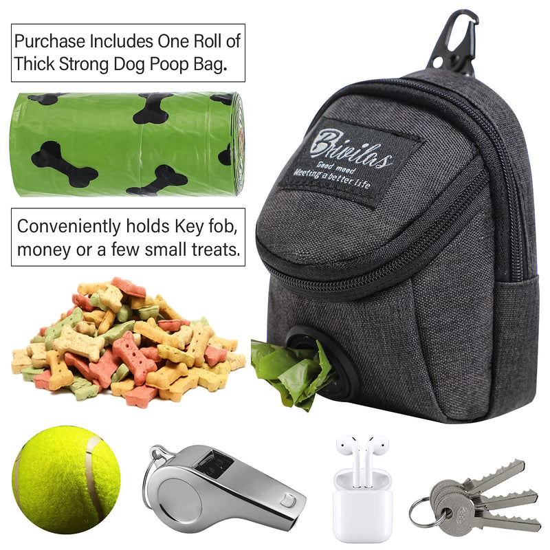 BRIVILAS Dog Poop Bag Holder for Any Dog Leash&Poopbag,Large Waste Bags Dispenser Belt Attachment with Doggie Treat Training Pouch Ideal Gift for Pet Owners Grey - PawsPlanet Australia