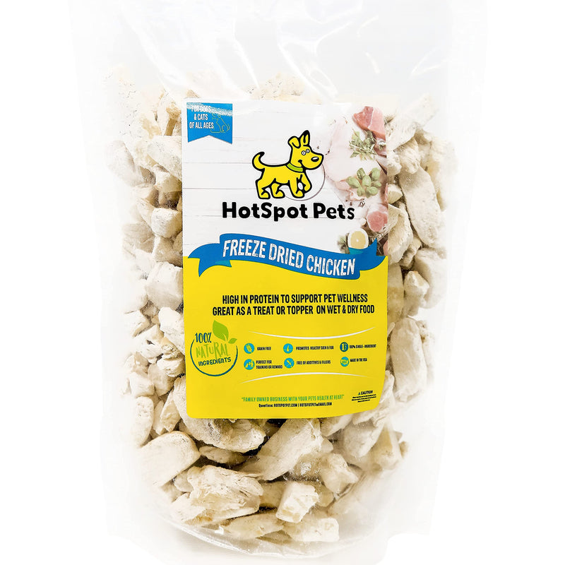hotspot pets Freeze Dried Chicken Treats for Cats & Dogs - Single Ingredient All Natural Grain-Free Chicken Breast - Perfect for Training, Topper or Snack - Made in USA - 1LB Bag - PawsPlanet Australia