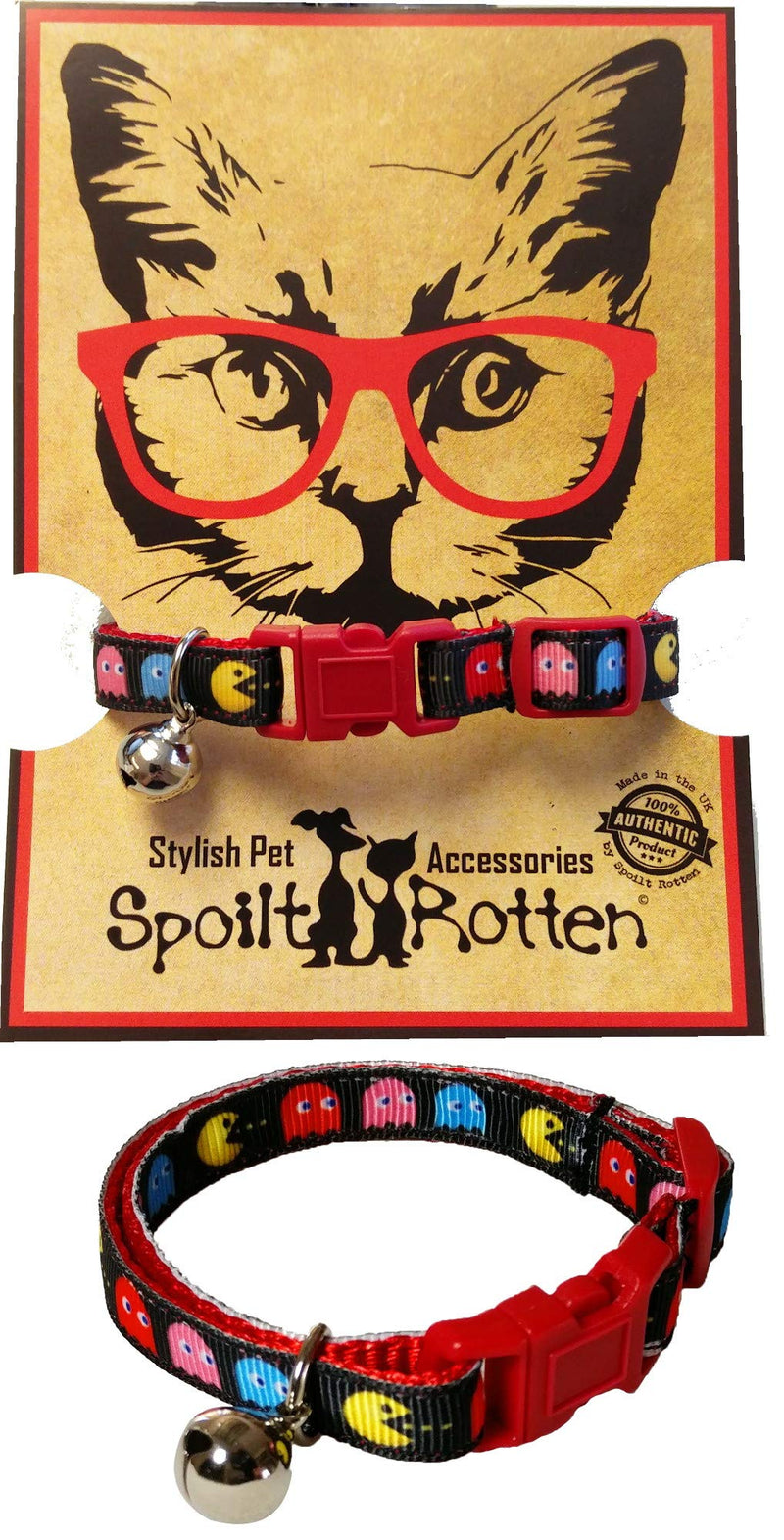 Spoilt Rotten Pets Retro Gamer Arcade Geek Cat Collar With Bell & Safety Buckle - PawsPlanet Australia