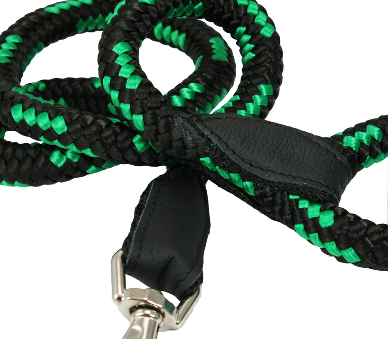 [Australia] - Dogs My Love 6ft Long Braided Rope Dog Leash Green with Black 6 Sizes XLarge: 6ft Long; 5/8" Diam (14mm) 