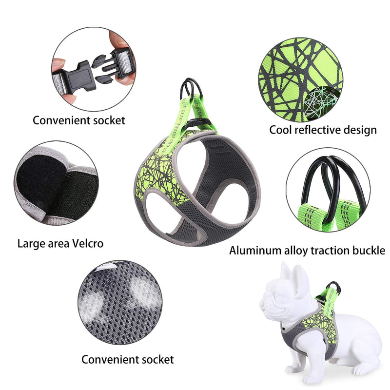 Yisika Puppy Harness,Small Dog Harness Comfortable Breathable Reflective No Pull Harness for Dogs Training or Walking green - PawsPlanet Australia