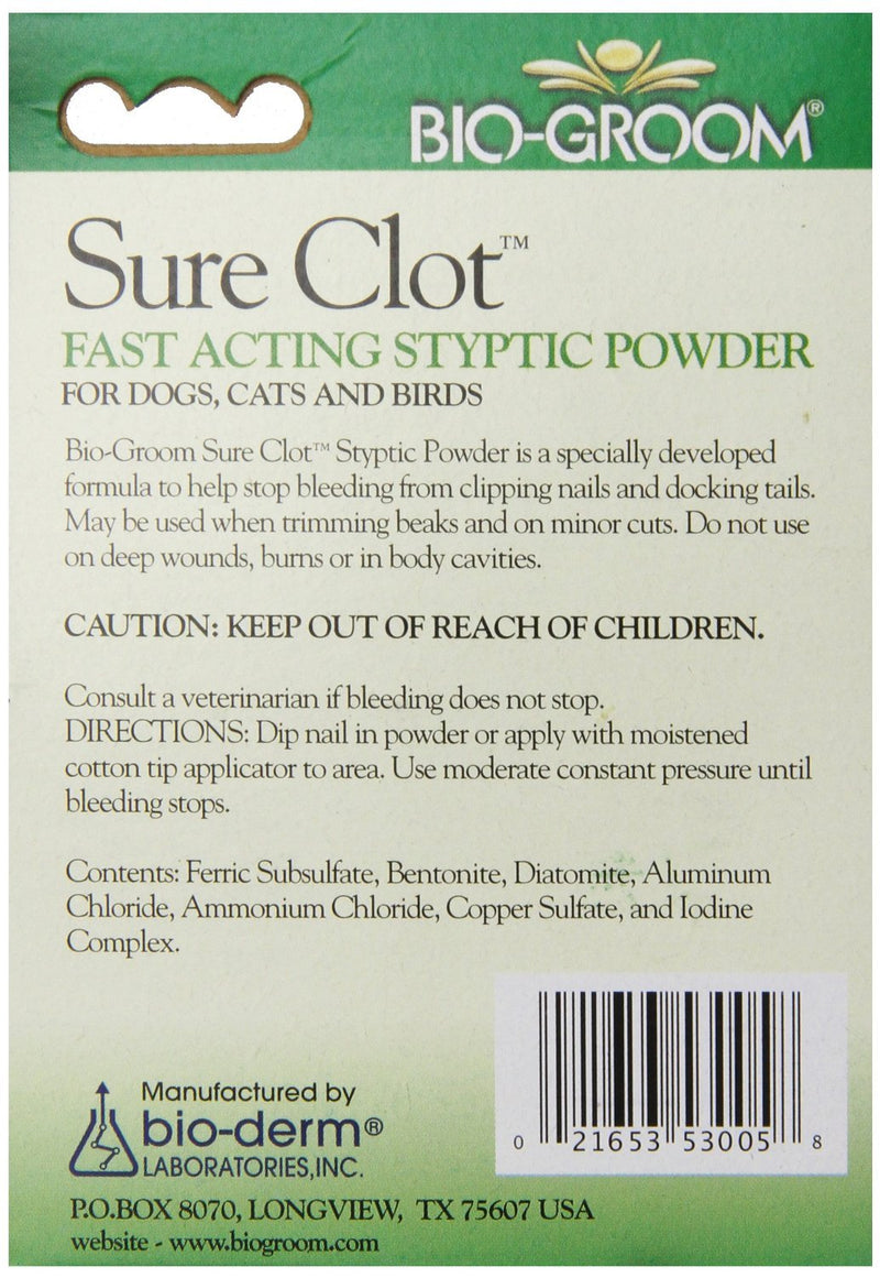 Bio-Groom Sure Clot Fast Acting Stypic Powder.5 Oz - PawsPlanet Australia