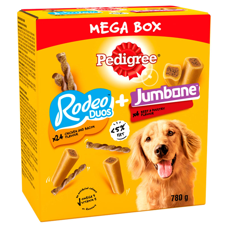 Pedigree Rodeo Duos & Jumbone Medium Dog Treats in Mega Box - Multi Mix, 780g Chews (Pack of 1) - PawsPlanet Australia