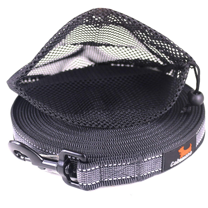Cokomono drag leash for dogs, 5m / 10m / 15m / 20m Robust dog leash for small to large dogs, exercise and training leash with reflectors, hand strap and storage bag, black 10 m - PawsPlanet Australia