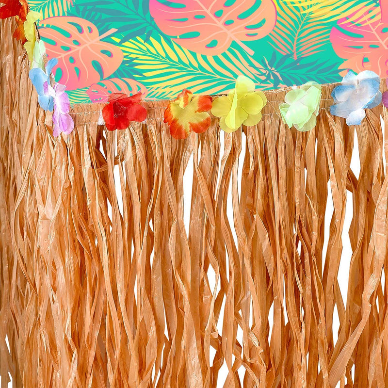 Kicko Luau Hawaiian Grass Table Skirt - 2 Pack - 9 Feet X 29 Inch - Real Hawaiian Island Party Decorations with Hibiscus Flowers, for Kids and Adult Birthdays, Polynesian Themed Events - PawsPlanet Australia